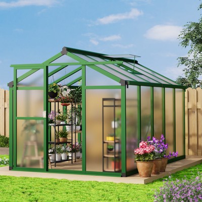 Greenhouses for Outdoors,Large Outdoor Greenhouse with Roof Vent and Heavy-Duty Aluminum Frame, Walk-in Garden Greenhouse for Backyard, Patio, Lawn