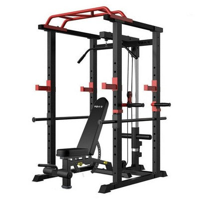 NAYSAYE Exercise Trainers Power Cage with Weight Bench 1000LBS Capacity for Full Body Home Gym and Living Room Use, Black and Red, 50.39"*18.74"*8.66"
