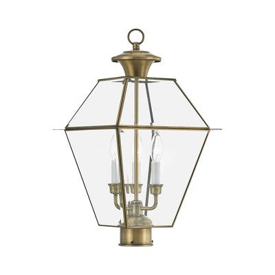 Livex Lighting Westover 3 - Light Post Light in Antique Brass