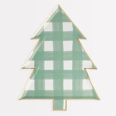 Meri Meri Green Gingham Tree Plates (Pack of 8)