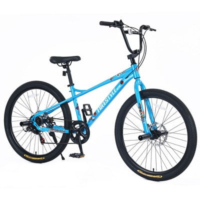 Kumasinova 26" Freestyle Kids Bike for Teens,7-Speed Grip Shifters,Steel Frame,Double Disc Brakes ,Freestyle MTB Bikes for Teens,No Suspension