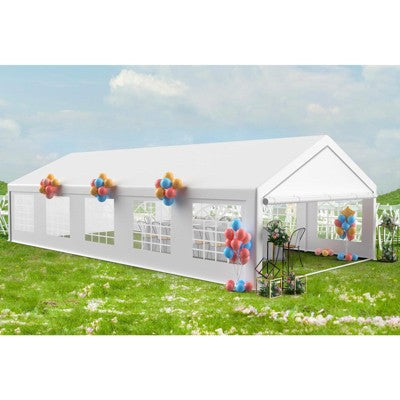 Heavy Duty Party Tent - Commercial Canopy with Removable Sidewalls & Church Windows, for Weddings, Banquets & BBQ Events
