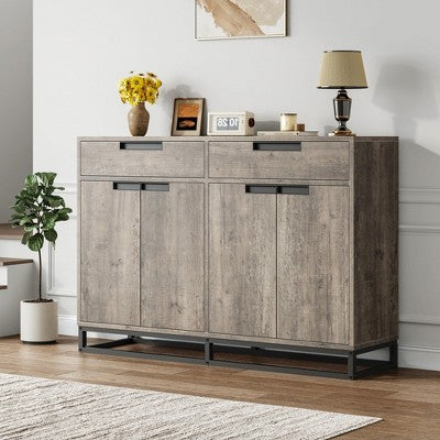 ODK 55" Sideboard Buffet Cabinet, Large Accent Modern Storage Cabinet with Metal Frame Base 2 Drawers, Coffee Bar Table for Kitchen, Dining Room