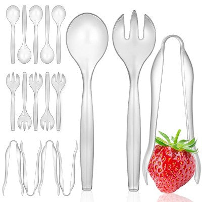 Stock Your Home Clear Plastic Disposable Serving Utensils (18 Pack)