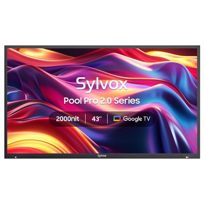 SYLVOX Outdoor Smart TV, 43" 4K 2000nits Full Sun Outside TV, IP55 Waterproof, Latest Google TV with Dobly Atmos (Pool Pro 2.0)