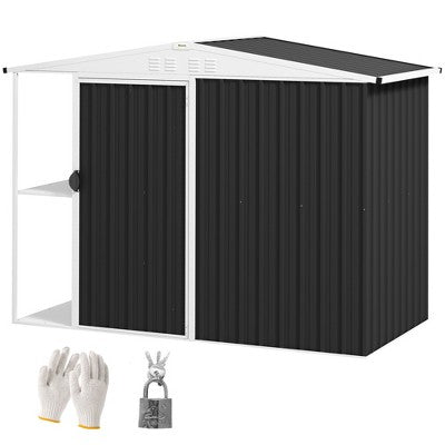 8 x 4ft Outdoor Garden Shed, Metal Shed with Air Vents and Lock for Backyard, Garden, Patio