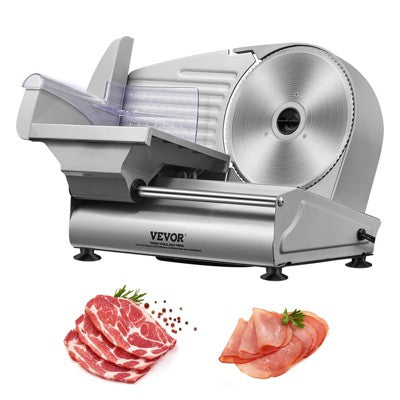 VEVOR Meat Slicer, 7.5 in Electric Food Slicer, 180W Deli Meat Cutter with SUS420 Blade, 0–0.6 in Adjustable Thickness for Home Use