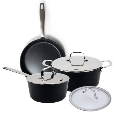 Alva Maestro Cookware Set 6-Piece Set - Stainless Steel Pans and Pots with Lids