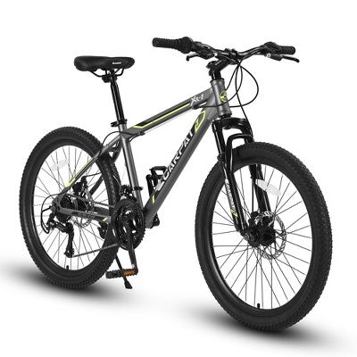 Gulches 24 Inch Mountain Bike Boys Girls, Steel Frame, Shimano 21 Speed Mountain Bicycle with Daul Disc Brakes and Front Suspension MTB