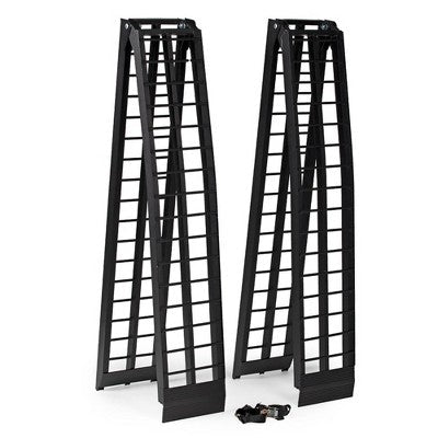 Titan Ramps 2 Pack 10 Foot Folding ATV Loading Ramps, Arched Aluminum Design, Portable and Heavy Duty with 1200 Pound Weight Capacity, Black