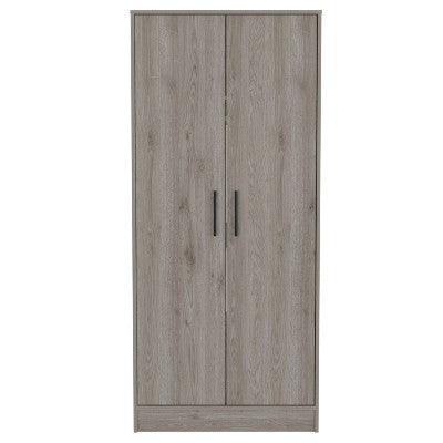 SEVOBAL Armoires 71 Inch Armoire with Two Shelves Double Doors Metal Rod and One Drawer for Bedroom Storage, Gray, 31.5"*19.7"*71.1"