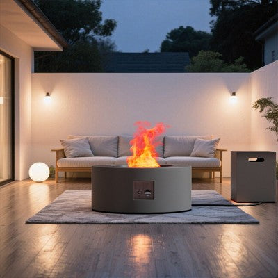 Evita Propane Fire Pit with Propane Tank, Glass Stone and Rain Cover Suitable for Outdoor Living-30*30*12.8 Inch