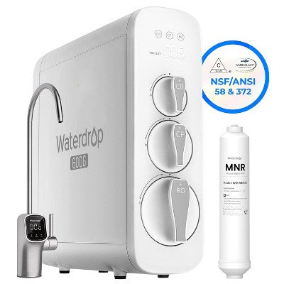 Waterdrop G3P600 Reverse Osmosis System, 8-Stage Tankless, 600 GPD, Smart LED Faucet Extra Remineralization Independent Filter