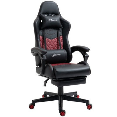 Kumasinova 300lbs Swivel Gaming Chair with Adjustable Height,Lumbar&Head Pillow,Ergonomics Office Chairs Recliner Video Game Chaise for Office, Black