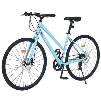 Gulches 7-Speed Hybrid Road Bike, 700C Dual Disc Brakes City Bicycle with Shimano System, Aluminum Rims, TEC Chain & 700*32C Tires
