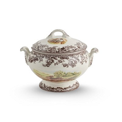 Spode Woodland 4.25 Qt Covered Soup Tureen - Rabbit, Quail & Pintail Duck Motifs, Fine Earthenware Oven-to-Table Serveware, Dishwasher, Microwave Safe