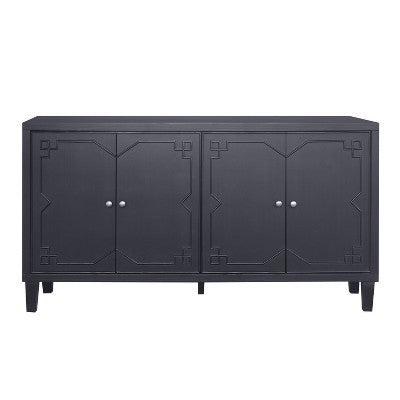 TIRAMISUBEST Vintage Dark Grey Sideboard Cabinet with 3D Striped Doors