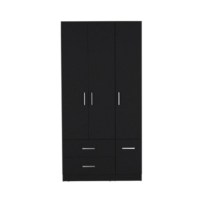 SEVOBAL Armoires 71 Inch Armoire Wardrobe Closet with Two Drawers Four Doors Shelves and Hanging Rod for Bedroom, Black, 35.4"*18.7"*71.1"