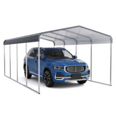 12x20FT Iron Top Carport - A+B Box, Heavy-Duty Outdoor Protection