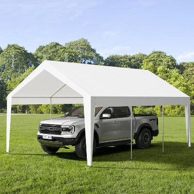 10X20Ft Heavy Duty Carport,Portable Garage Shelter Tent with Powder Coated Steel Frame,Waterproof UV-Resistant Triple-Layer Tarp, for Car,Truck,Boat