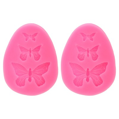 Unique Bargains Butterfly Silicone Polymer Clay Fondant Template for Crafts Air Dry DIY 2 Pcs