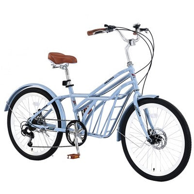 24 Inch 6 Speed Commuter Bike for Adults, Multiple Colors, 85% Pre-Assembled, High-Strength Steel Frame,Drivetrain, Dual Disc Brakes