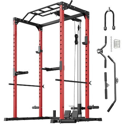 Multi-Functional Power Rack,Heavy Duty Squat Rack Training Attachment for Home Gym,Full Body Workout Rack Gym Equipment