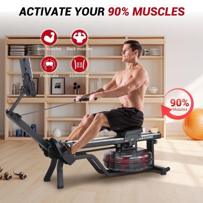 Water Rowing Machines for Home, 380 LBS Capacity Rower Machine , Wide Ergonomic Seating and Tablet Holder
