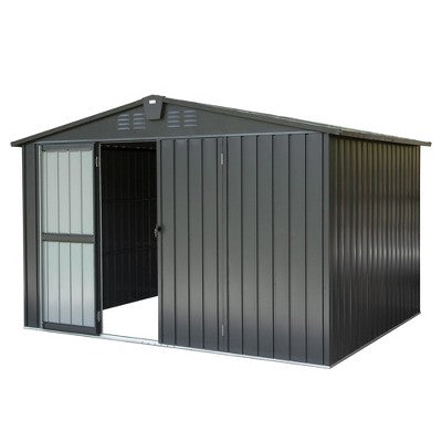 CLIHOME 10x8Ft Outdoor Metal Storage Shed,Patio Galvanized Steel Outdoor Storage Cabinet with Lock