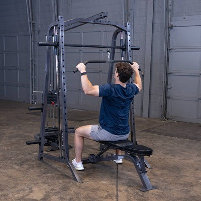 Powerline PSM200 Smith Machine Package Home Gym with Bench Press, Incline Press, Chest Press, Low Pulley and Half Rack