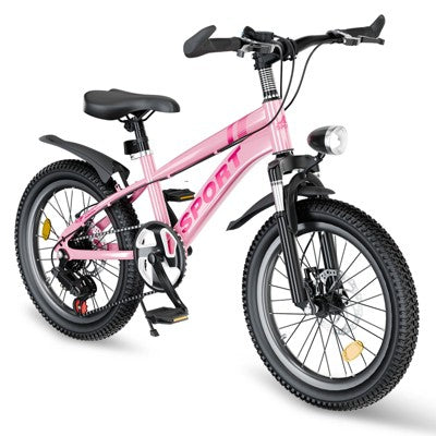 Gulches 24 Inch Kids Mountain Bike for Boys & Girls Ages 7-12£¬ 7-Speed Gears, Dual Disc Brakes,Pink