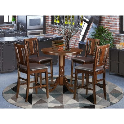 HomeStock Belmont Counter Height Set- High Table And Dining Chairs, Mahogany