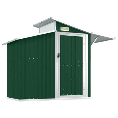vidaXL Storage Shed Outdoor Garden Shed for Furniture Storage Galvanized Steel - Green