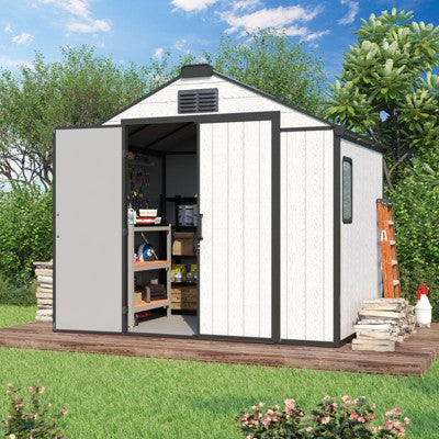 EROMMY Resin Outdoor Storage Shed With Floor