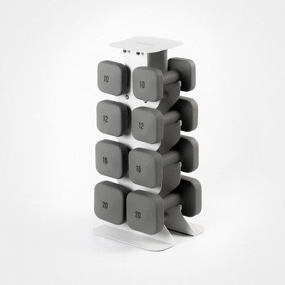 WeGym SafeGrip Dumbbells Upper Set with Light Rack - Slate - 10, 12, 15, 20lbs - Slate