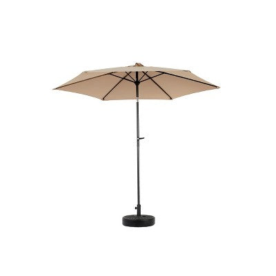Gulches 9FT Patio Market Umbrella Khaki 100% Polyester, Push Button Tilt & Crank, 6 Steel Ribs for Deck/Backyard/Pool (Base Not Included)