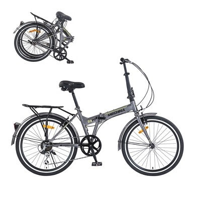 Gulches 24 Inch Folding Bike for Adults, Steel Frame Single Speed City Commuter, Dual V-Brake with Fenders, Adjustable Saddle