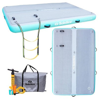 Solstice Original Inflatable LUXE Dock Platform 8 x 5 Foot Floating Swim Raft Non-Slip Water Mat for Lakes, Boats, Pools, and Oceans