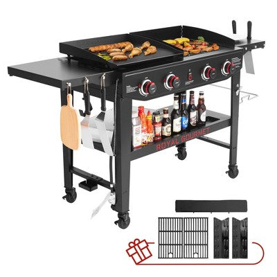 Royal Gourmet 4-Burner Propane Grill & Griddle 48000 BTU Combo Grill GD405ATG Black