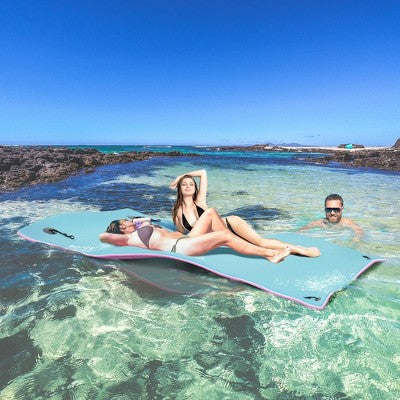 Whisen Large Floating Water Mat Roll-Up Lake Pool Pad with Tether Straps, 3-Layer High-Density XPE Foam - Colorful