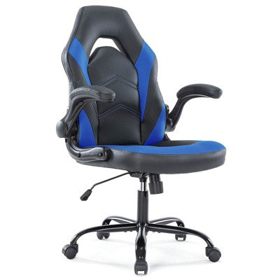 MyDepot Ergonomic Gaming Chair Big and Tall PU Leather with Lumbar Support, Flip-Up Armrest & 360° Swivel