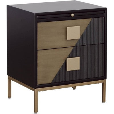 Coast to Coast Roma 20" Wide Black and Metallic 2-Drawer End Table