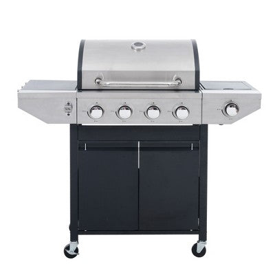 Cesicia Grill 4 Burner Barbecue Grill, Stainless Steel Gas Grill with Side Burner, Garden Barbecue Grill