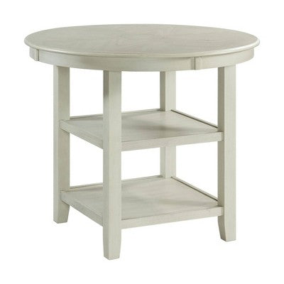5pc Taylor Counter Height Dining Set Beige - Picket House Furnishings: Transitional Round Table, Upholstered Armless Chairs