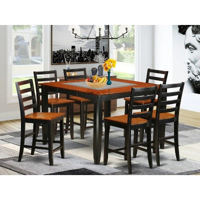 HomeStock Belmont Counter Height Dining Set- Square Counter Height Table And Dining Chairs, Black