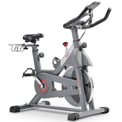 Magnetic Exercise Bike for Home, Indoor Cycling Bike with Dumbbell Holder - Sunny Health and Fitness