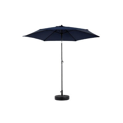 Gulches 9FT Patio Market Umbrella Navy Blue 100% Polyester, Push Button Tilt & Crank, 6 Steel Ribs for Deck/Backyard/Pool (Base Not Included)