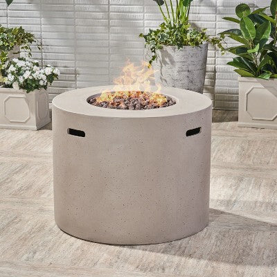 31 Inch Round Outdoor Fire Pit with 40,000 BTU and Hand Crafted Concrete Design