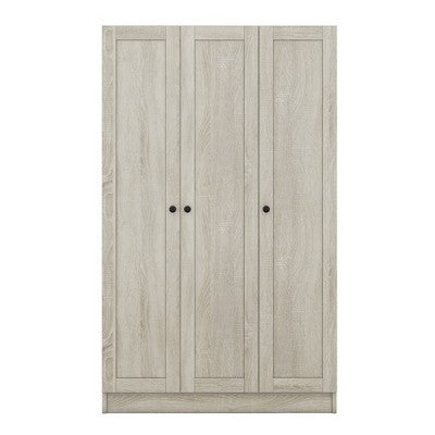 TIRAMISUBEST 3-Door Shutter Wardrobe with shelves - Mobile Lateral Filing Cabinet, Locking Wheels, Adjustable Shelf