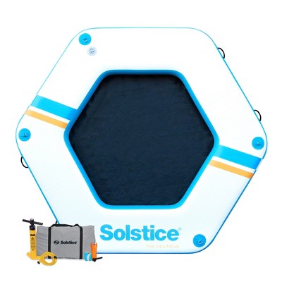SOLSTICE Hexagon Inflatable Mesh Dock Platform for Lake Boat Pool Ocean for Adults Kids & Pet Dogs Up to 7 People, Water Mat Swim Raft, 8'x6"